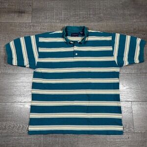 VTG Gant Rugger Golf Polo Shirt Men's XL Blue‎ Striped Rugby Pique Knit Preppy